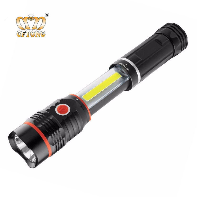 2 in 1 T6+3W COB work flashlight