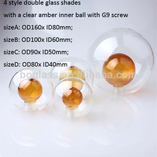 hand blown pyrex double wall glass bulb for lighting with G9 screw, green color bulb