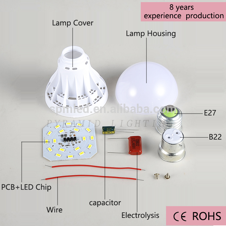 5W B22 Factory Wholesales Cheap LED Light Bulb Parts Plastic Spare part SKD CKD LED Bulb