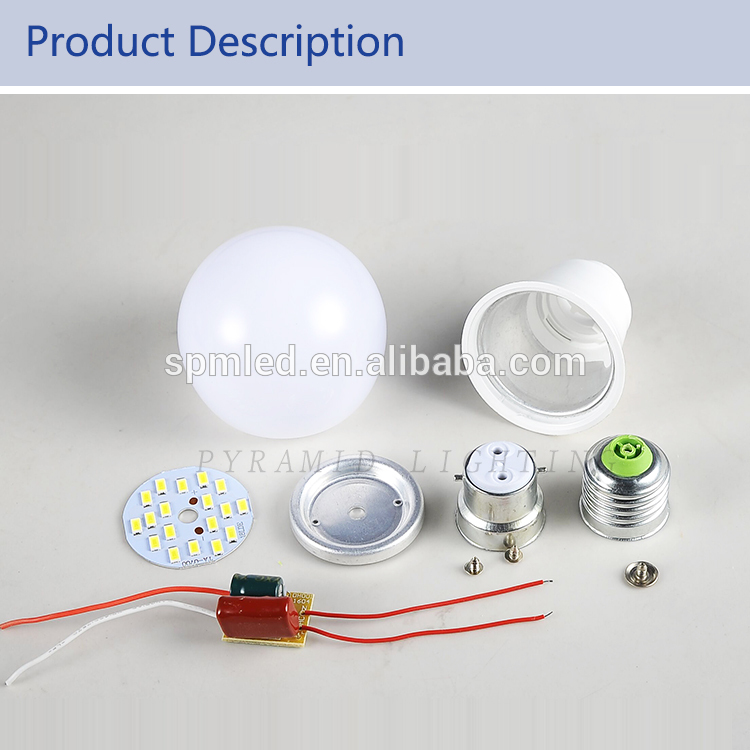 E27 B22 Uncompleted Product Cheap LED Light Bulb Parts Plastic Spare part SKD CKD LED Bulb Raw Material led buld skd
