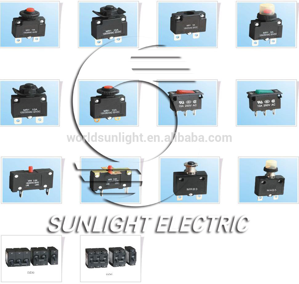 ST-1B 5A 10A 15A 20A 25A 30A 32VDC Push Button Manual Reset Electric Circuit Breaker With Cabriole Leg