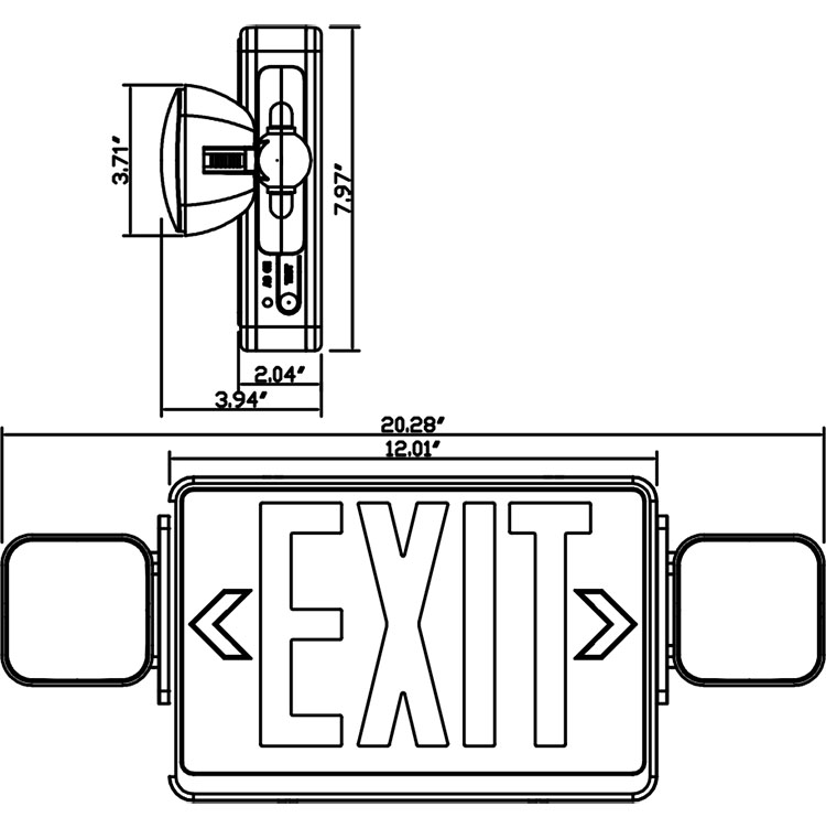 Newest ABS housing exit sign led emergency light with remote control for hospital