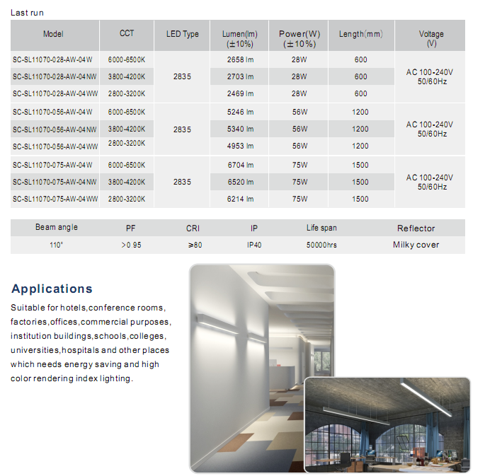 high quality led up and down suspending led linear light