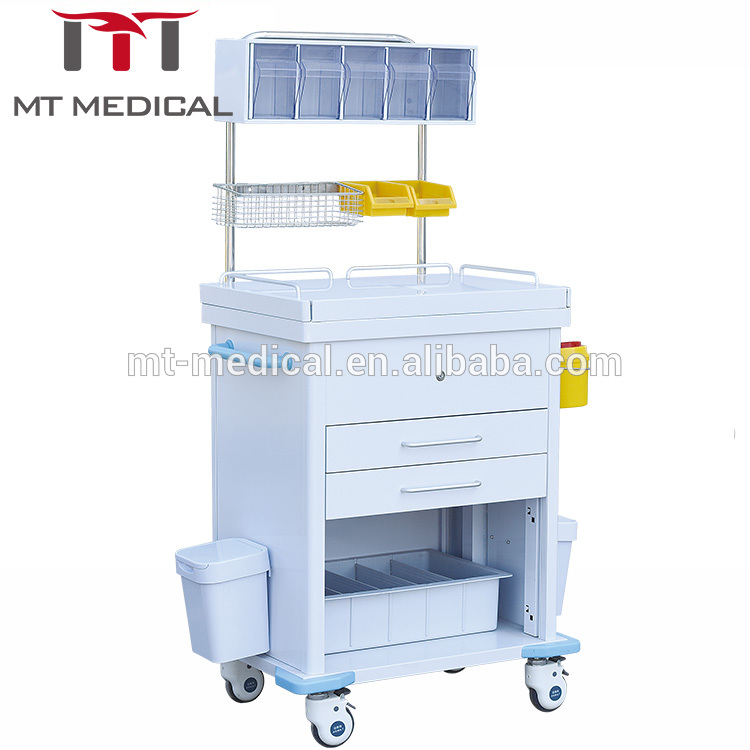 Factory ABS hospital furniture mobile medicine anesthesia crash trolley cart in hospital emergency