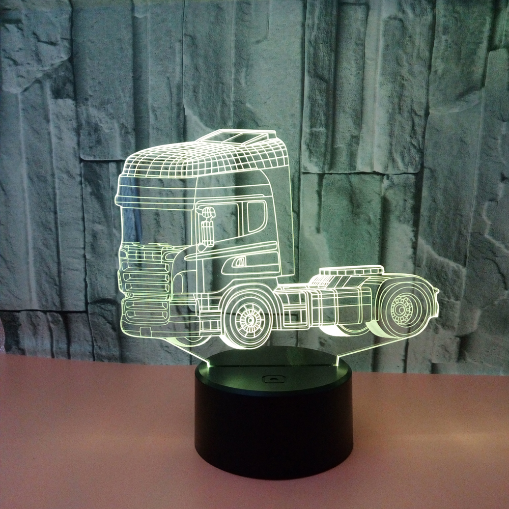 Student 7-color LED 3D Night Light Truck Head Customizable Gift