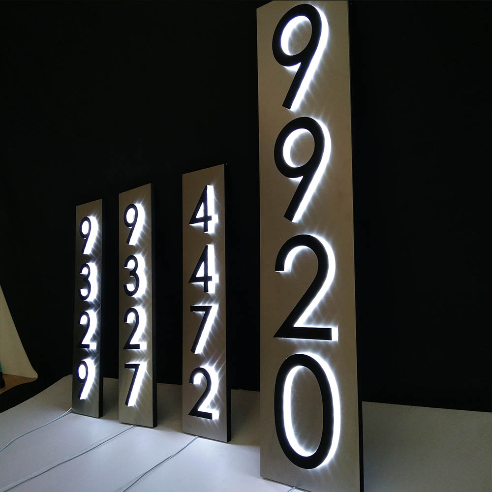 Rose gold house numbers letters sign custom led address numbers back light 304 3d stainless steel wall door numbers