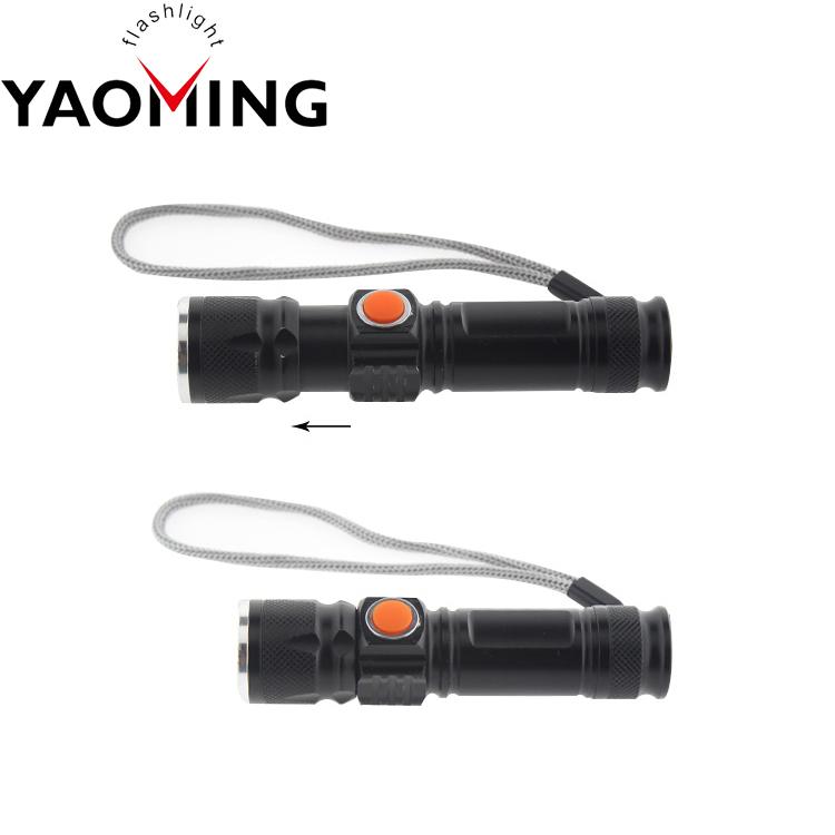 Aluminum Portable T6 LED Torch Adjustable Focus USB Rechargeable LED Flashlight