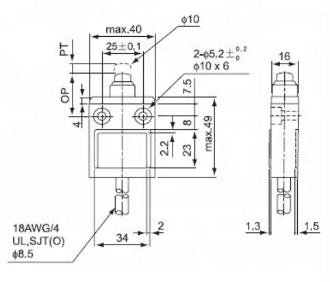 z-3111 push button sealed water resistant snap action limit switches