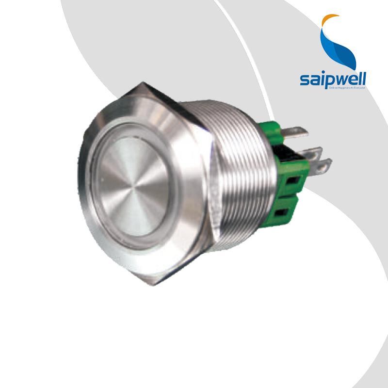 SAIP/SAIPWELL Electrical Circular Wiring Terminal Metal Waterproof Push Button Switch