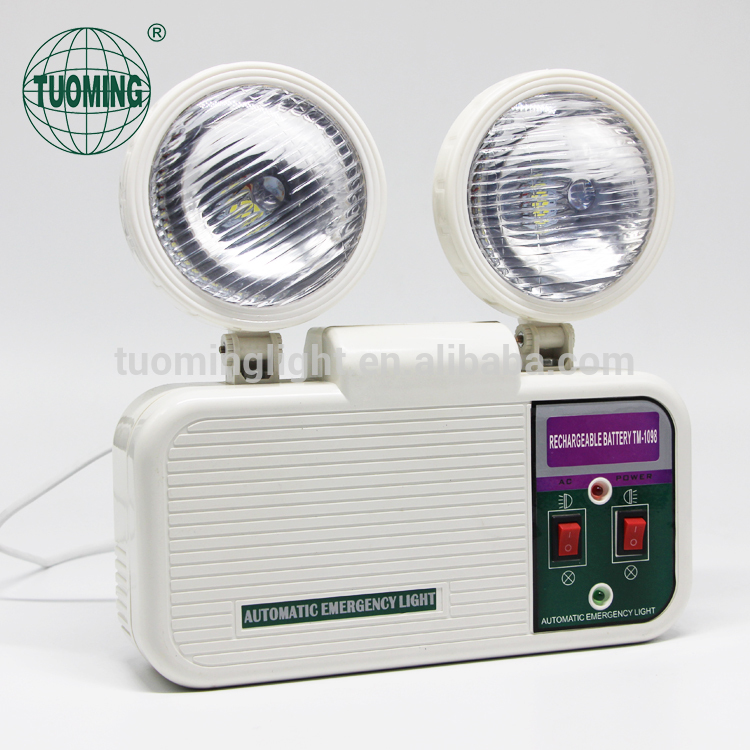 AC85-265v ABS plastic material COB light source two spot head rechargeable led emergency light