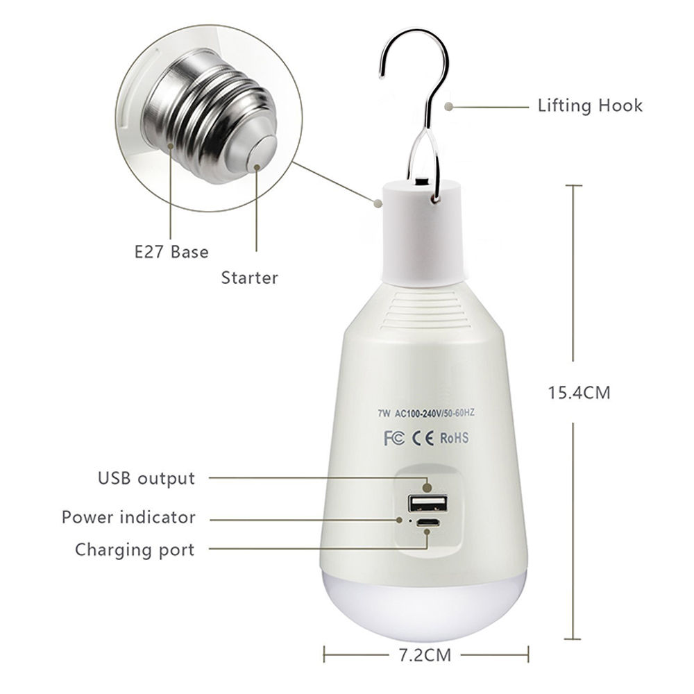 led multifunction rechargeable emergency lamp bulb