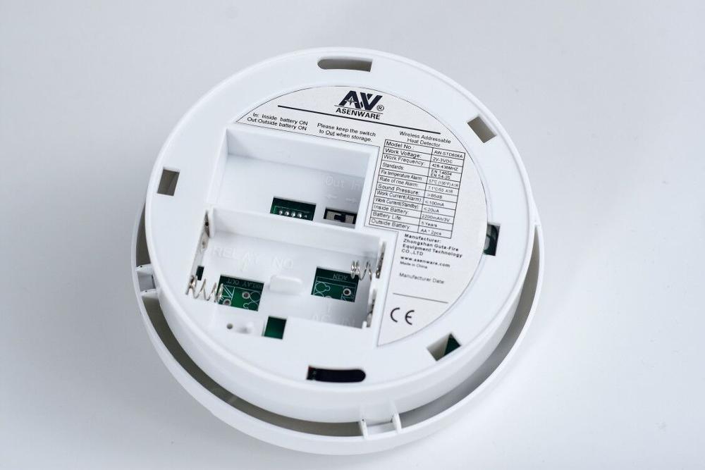 Asenware addressable wireless smoke detector connected with strobe sounder