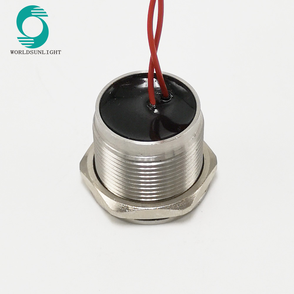 CE IP68 19mm stainless steel Flat operator Flyingleads 2A 24V AC DC Normally open Momentary push button piezo touch switch