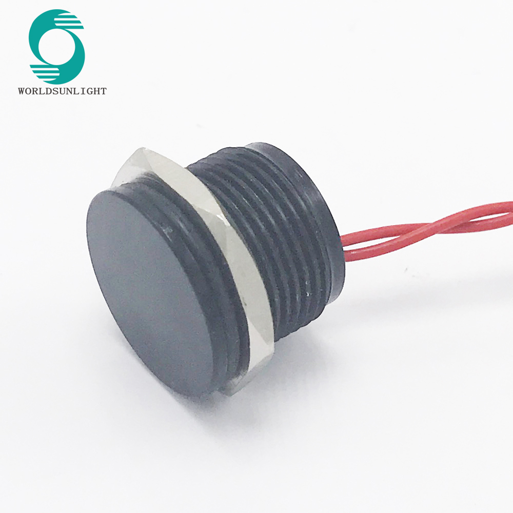 WS162F1NOM IP68 16mm Black anodized Flat operator Flyingleads 200mA 24VAC/DC Normally open Momentary piezo switch