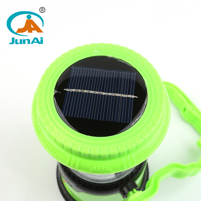 Color optional solar led rechargeable camping lantern with hook JA-1972