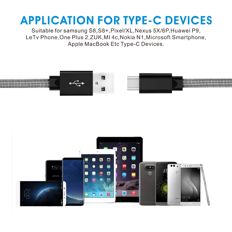 High Efficiency 10Ft Type-C Connector Fast Charging Data Cable