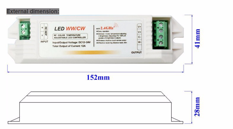 High quality 4 Zone 2.4G WW+CW color temperature led controller