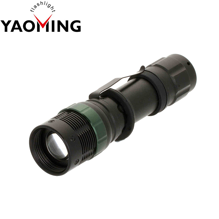 Rechargeable zooming waterproof led flashlight with red baton