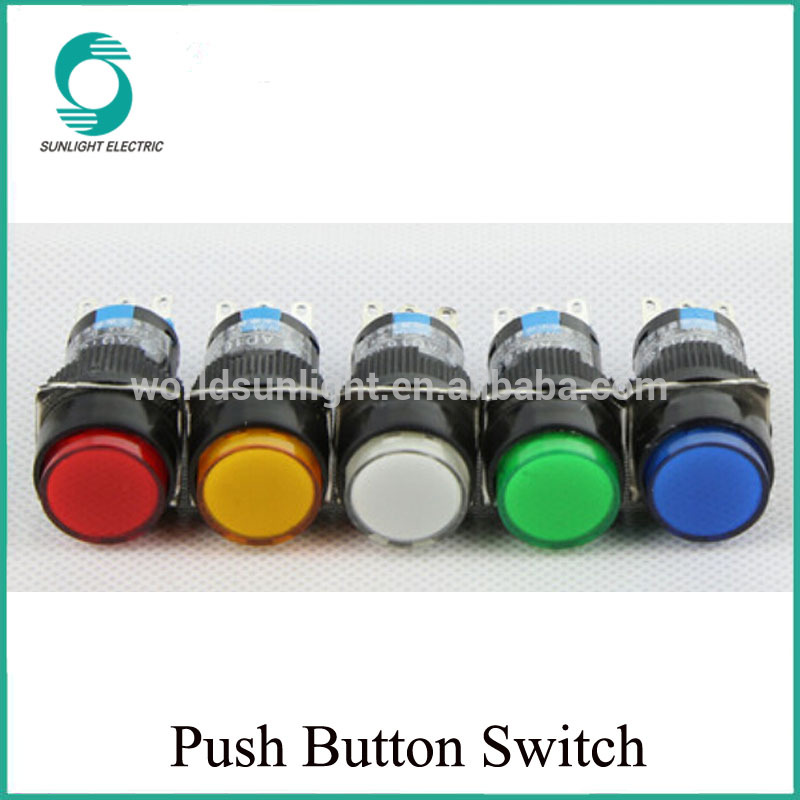 PBS-97-3 250V M16 3A 5 PIN red led illuminated momentary round push button switch