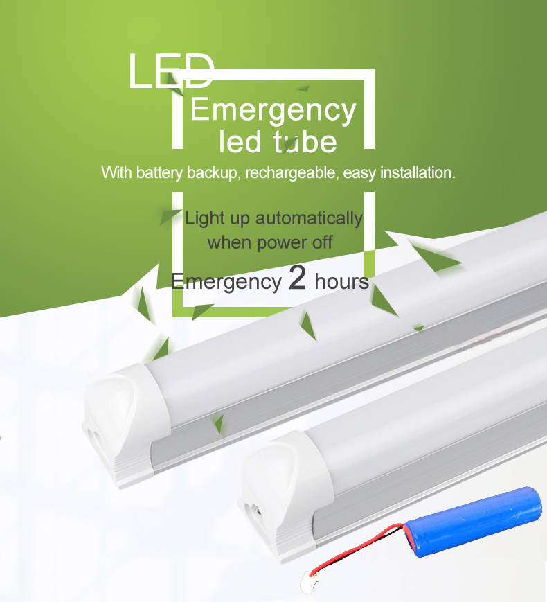 T8 led tube fuxture rechargeable battery powered T8 emergency led tube light