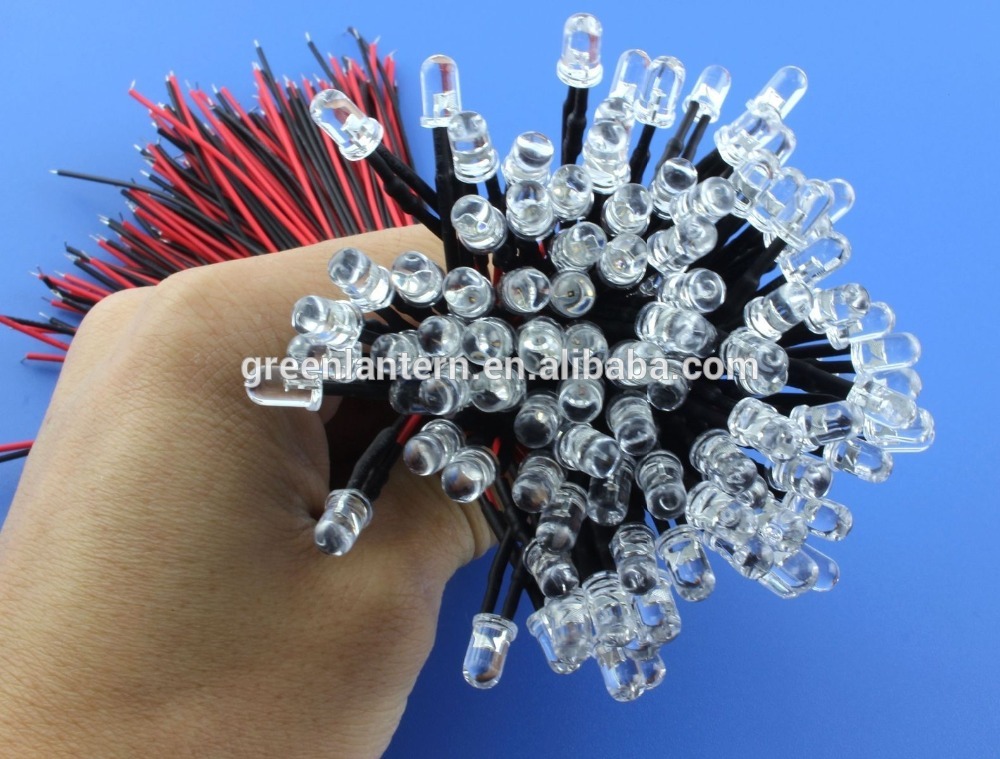 5MM Red/Green/Blue/Yellow/White LED holder Lamp Light Bulb 20CM Pre Wired 12V DC