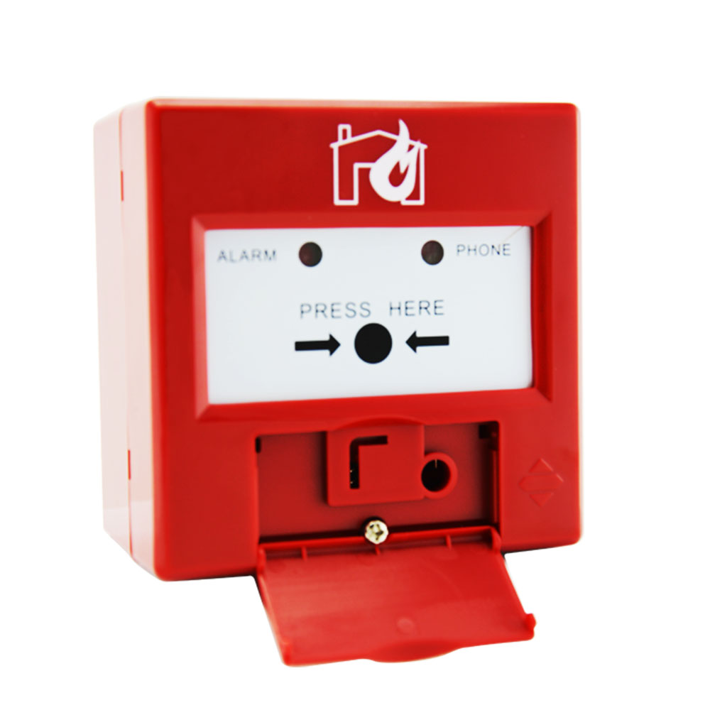 Manual call point for addressable fire alarm system can be reset by key