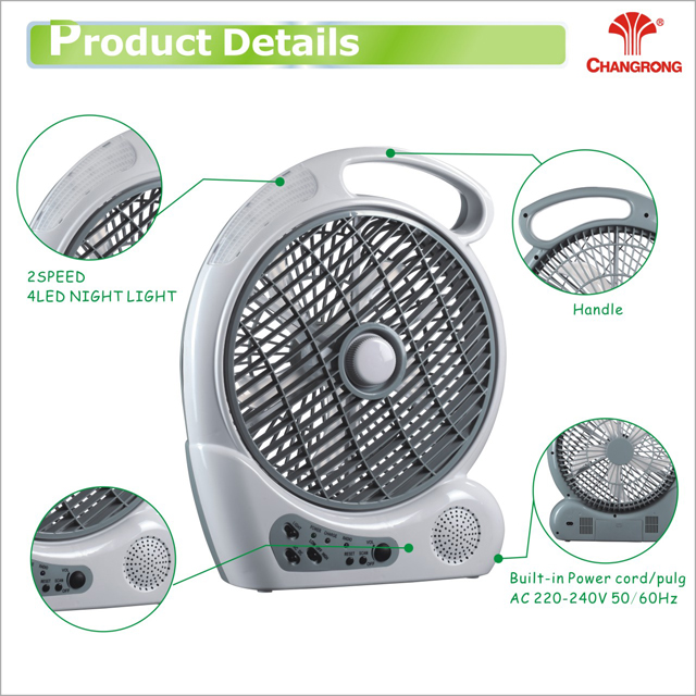 10inch rechargeable travel table fan with radio