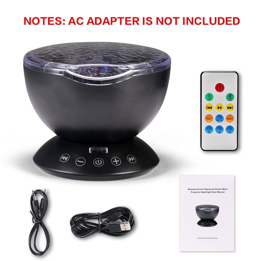 Built-in Music Player Speaker Led Night Light Projector Music Remote Control Ocean Wave Projector Lamp