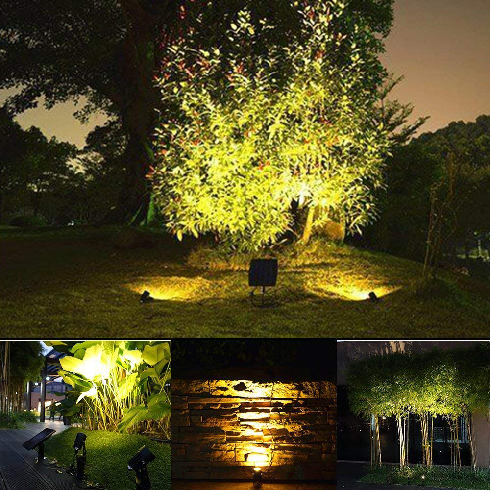 1W LED solar garden spotlights 2 head spot lights for garden courtyard lighting