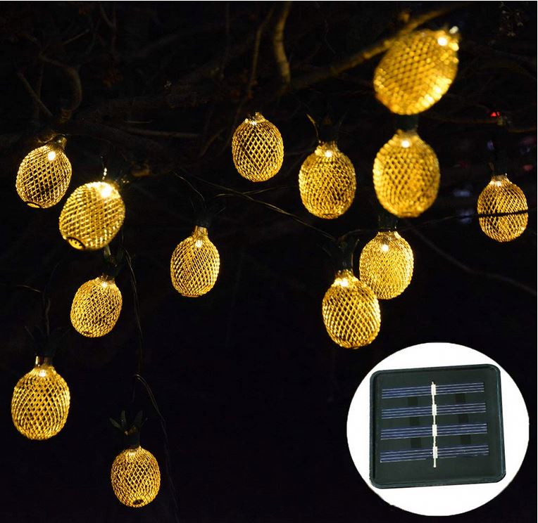 Unique Warm White LED Solar Pineapple Fairy String Vintage Lights for Party,Wedding,Holiday,Garden,Outdoor Decoration