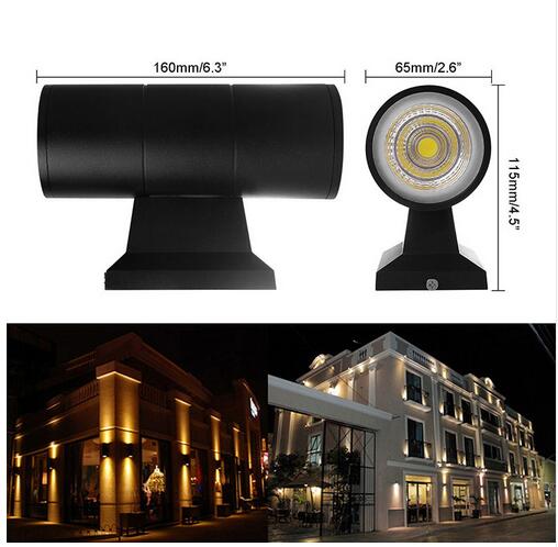 Waterproof AC 85-265V Up Down Dual-Head 6W 10W Outdoor COB LED Wall Light