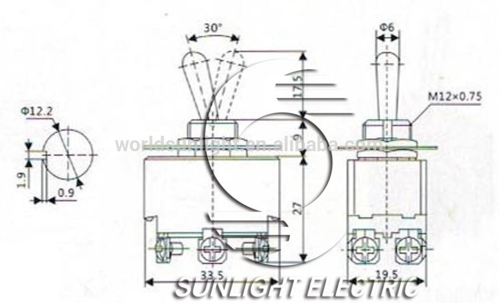 KN3(B)-203/213/223 DPDT 6P 20A 125VAC 10A 250VAC medium toggle switch