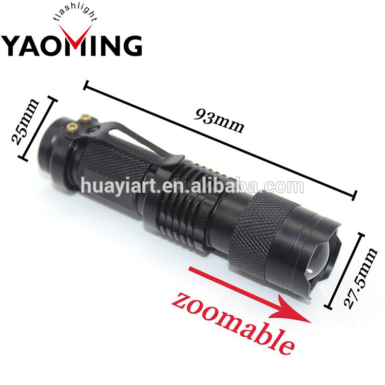 Portable Aluminum AA Battery Torch Zoom Focus Q5 LED Tactical Gun Shooting Flashlight with clip