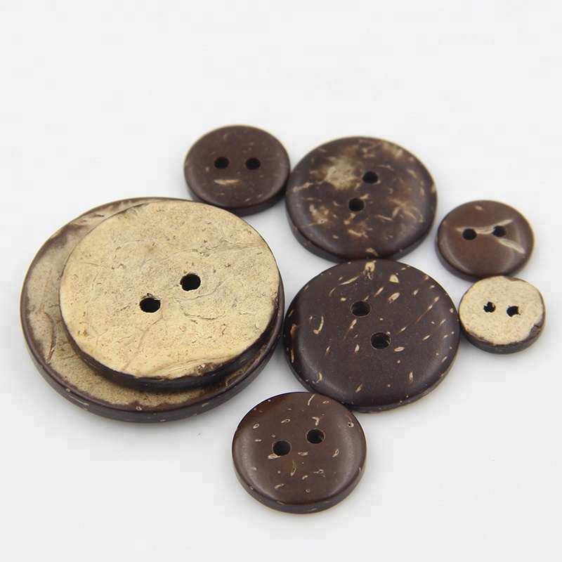 High Quality Round Brown Two Holes Sewing Eco-friendly Coconut Buttons in Bulk snap button for babies clothing