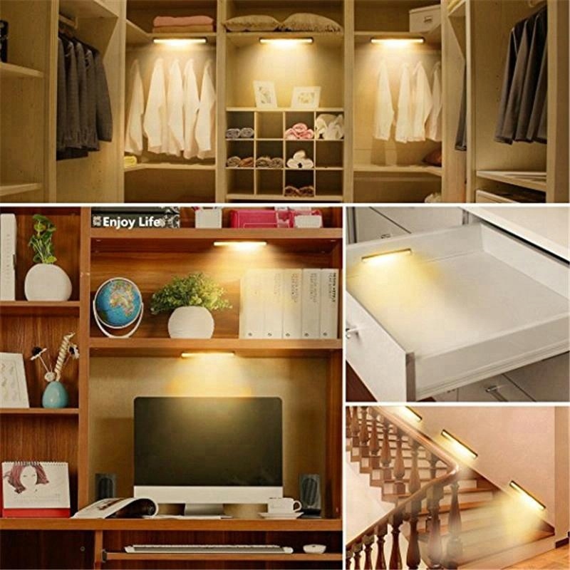 Battery Powered Warm + Cool White Nat Wireless Under Cabinet Puck Lighting Remote Control Dimmable LED Kitchen Closet Light