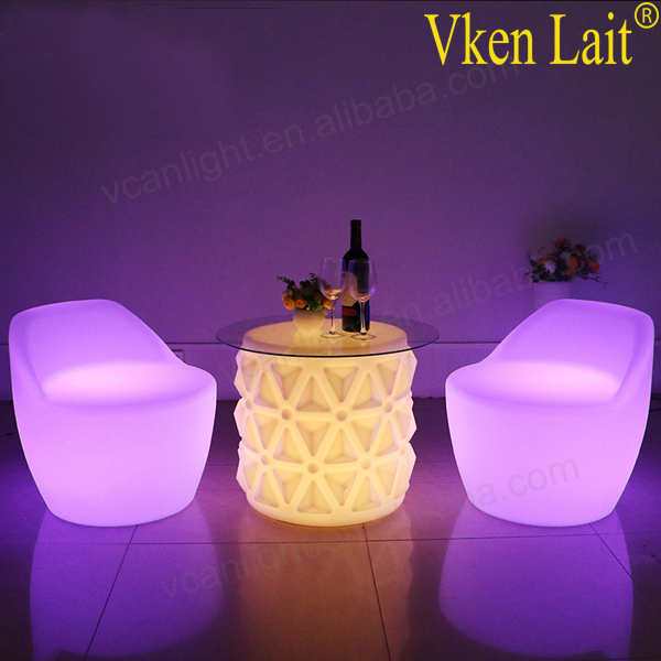 battery operated light up woven knitted pouf ottoman for outdoor