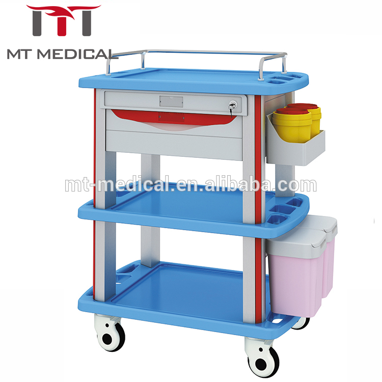 High quality mobile ABS hospital used emergency medical treatment crash trolley cart from China
