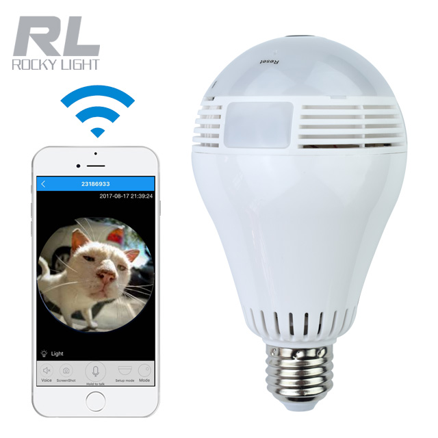 New 360 degree Wireless webcam bulb home WiFi remote surveillance camera Fisheye LED Light