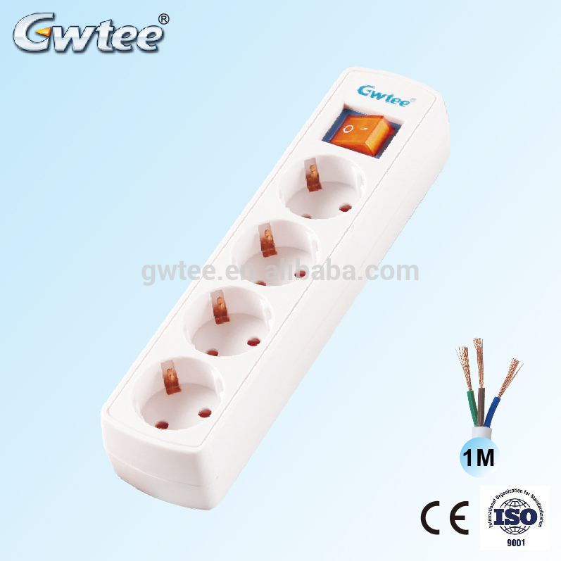 GT-6144 EU standard CE 4 way extension electrical french socket power strip