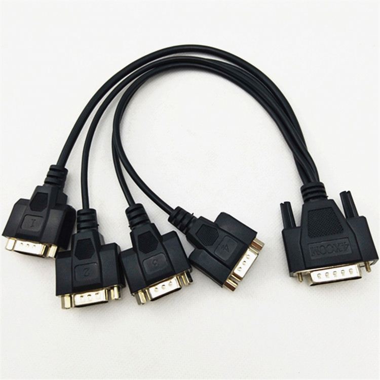 Customized Length Black Male to Male DB26 to 4 port DB9 Extension Cable