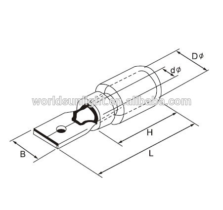 Red, Blue, Yellow, Black MDD series insulated male disconnector flag terminal lugs