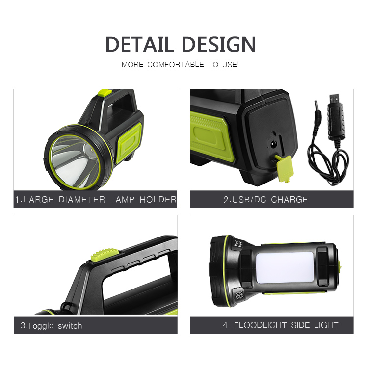 Led usb Rechargeable remote Plastic Searchight  High Brightness Emergency Outdoor  LED Searchlight