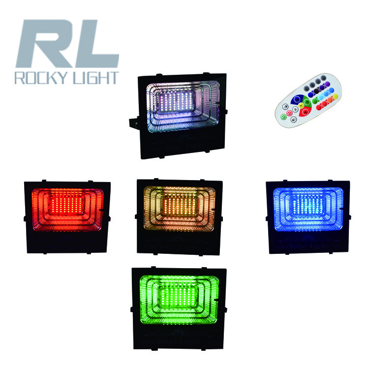 50W LED RGB floodlight 25W with solar panel