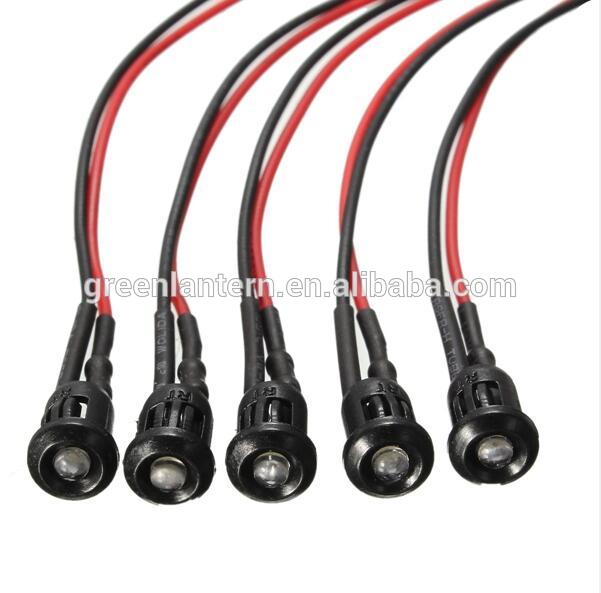 DC12V prewire led 5mm LED diodes pre-wired led with plastic bezel
