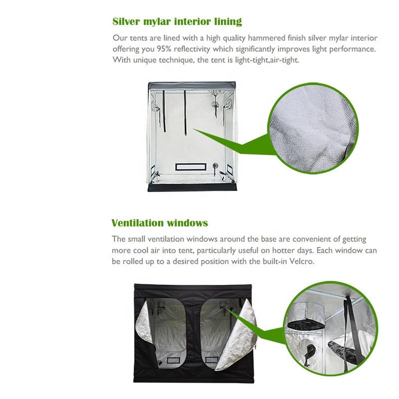 Small size 80x80x160cm Mylar Hydroponic 600D LED Grow Tent with metal corners