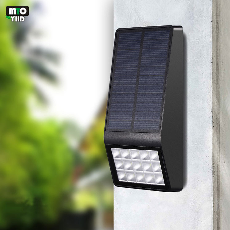 Outdoor solar motion sensor light for wall