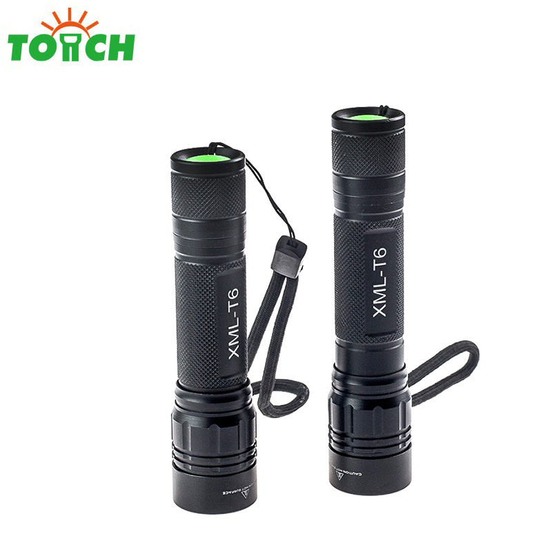 Aluminum Mini portable led flashlight zoomable tactical torch light with rechargeable 18650 battery