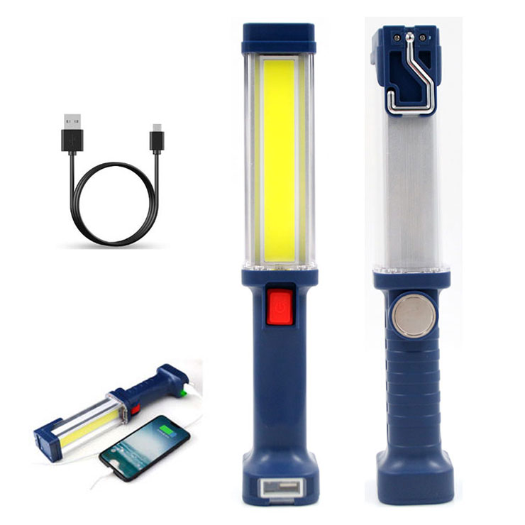 2019 Rechargeable Torch Flashlight 2 Modes Magnetic Hanging 20W COB LED Work Light With Power Bank