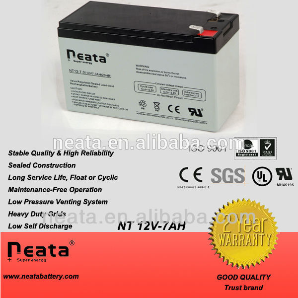 New Type sealed & maintenance free 12v 7ah 20hr battery