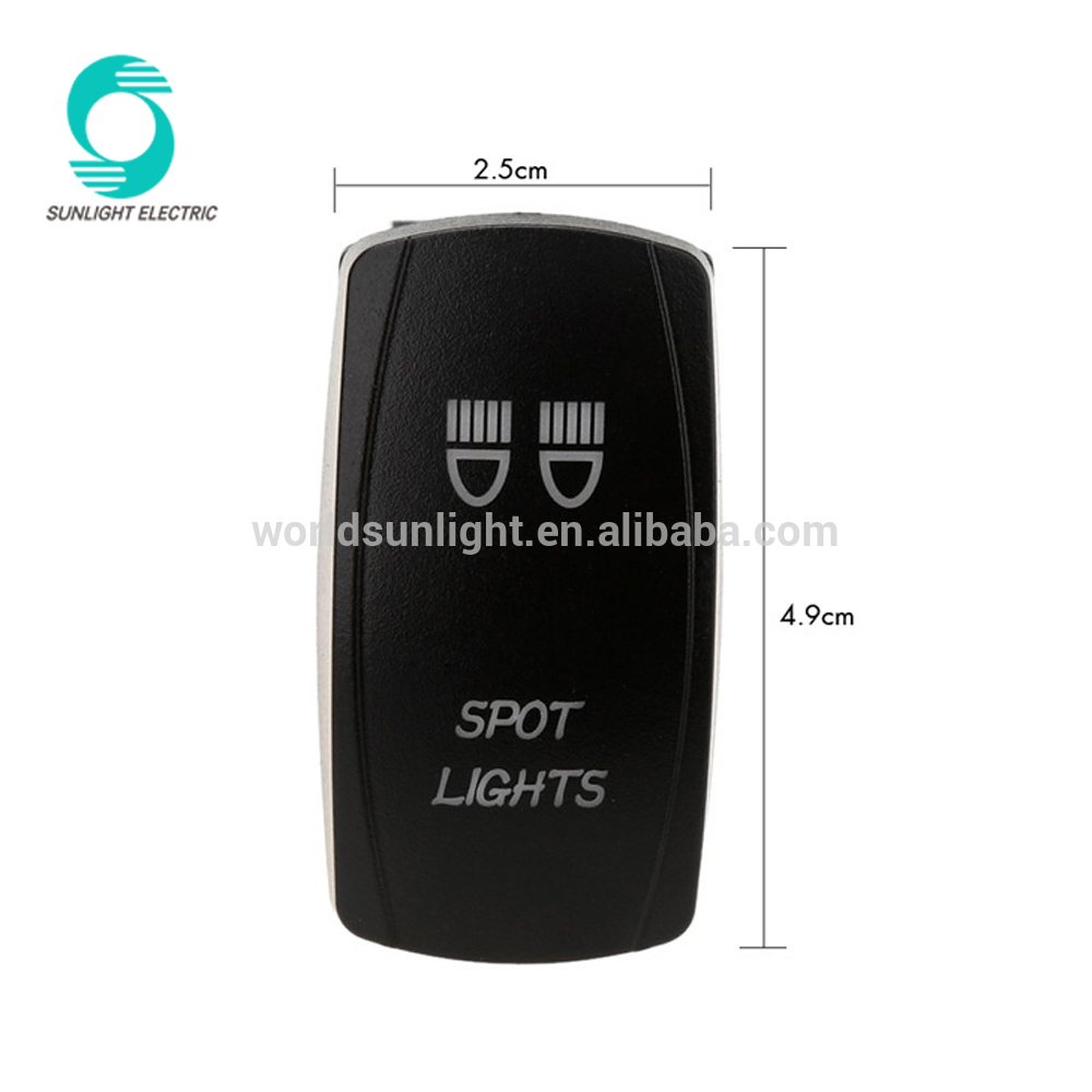 CSRS-2 5 pin Waterproof SPST ON-OFF 12V 20A 24V 10A Blue LED Spot Light Carling Style toggle Rocker Switch